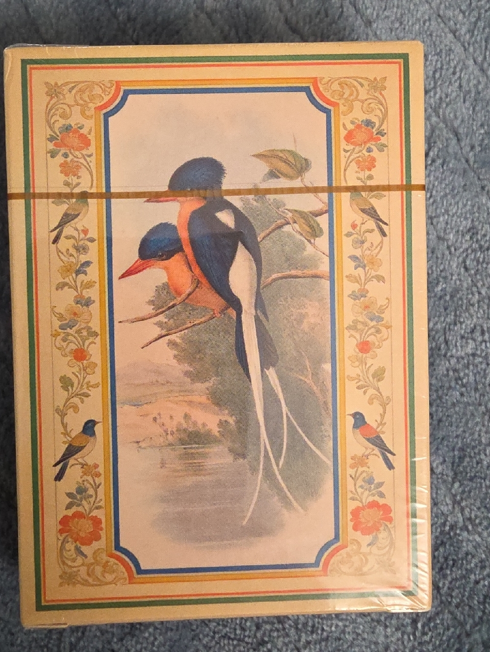 Vintage Bird Illustration Playing Card Set - Blue & Peach